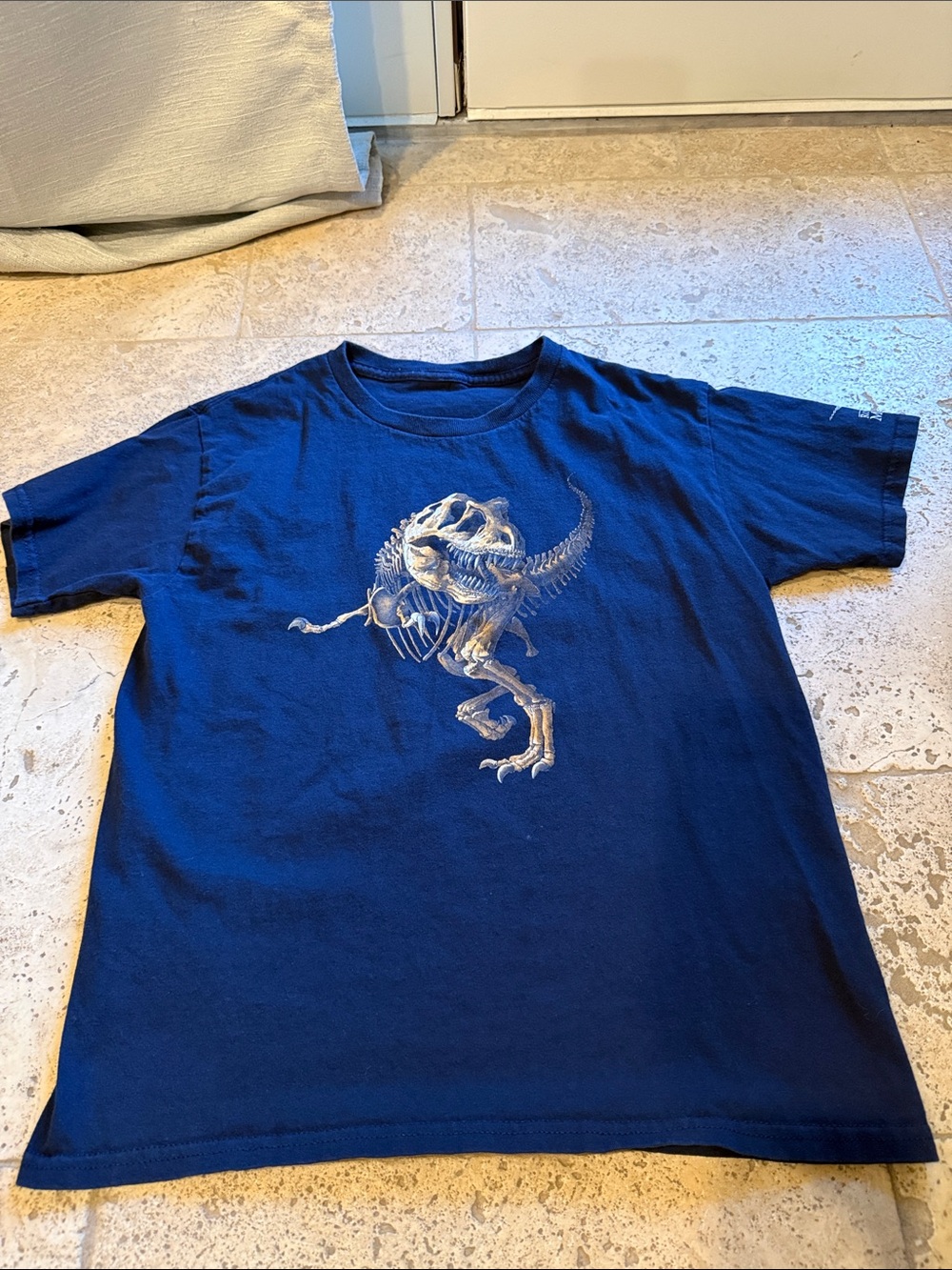 Navy Blue Dinosaur Skeleton Short Sleeve Tee